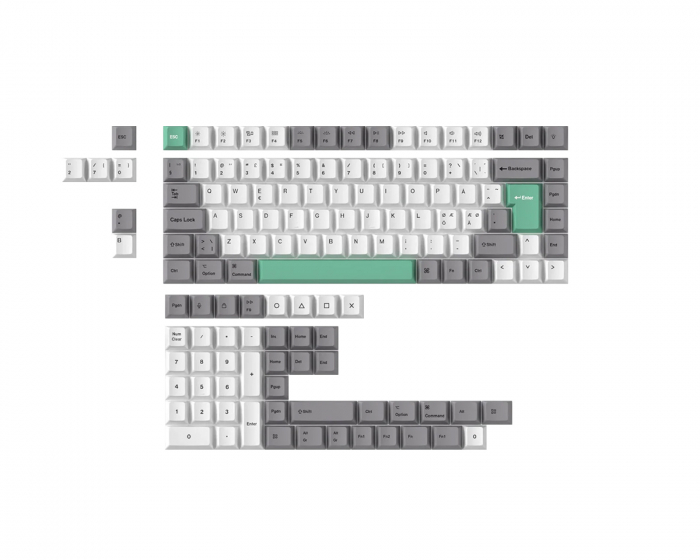 Keychron PBT Keycap set ISO Nordic - Gray White Mint