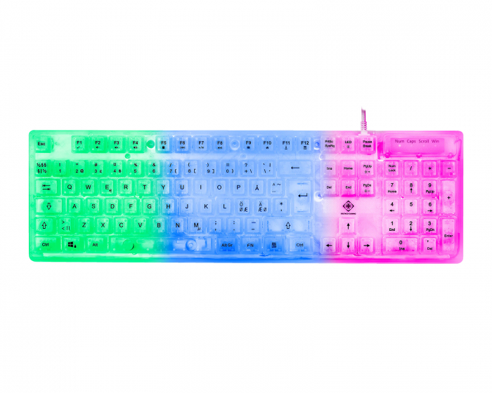 Deltaco Gaming DK250 RGB Pelinäppäimistö - Transparent