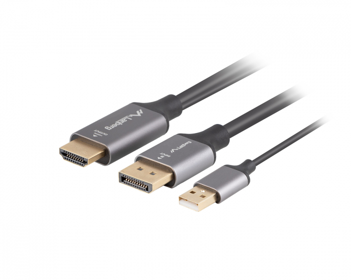 Lanberg HDMI to DisplayPort Kaapeli 4K Musta - 1m