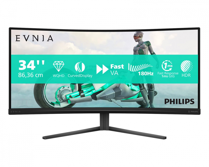 Philips Evnia 3000 34” Curved Pelimonitori 180Hz 0,03ms WQHD VA