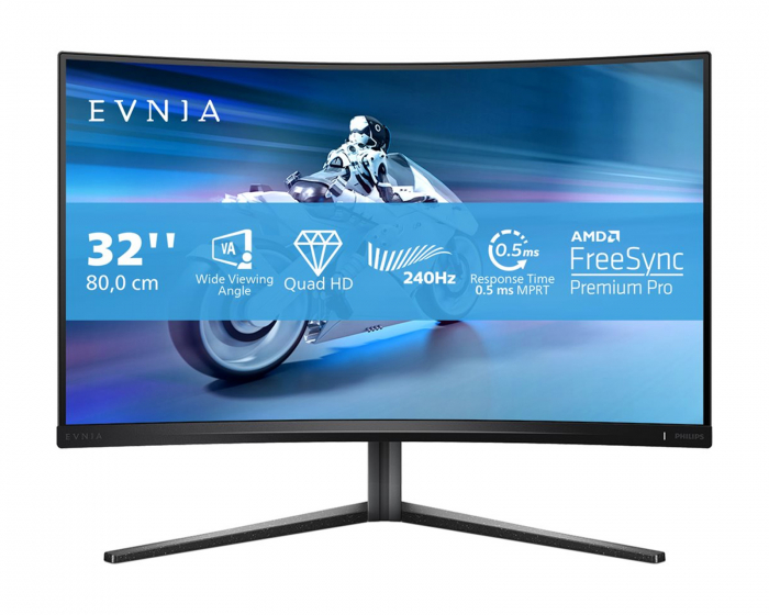 Philips Evnia 5000 32” Curved Pelimonitori 240Hz 0,5ms QHD VA