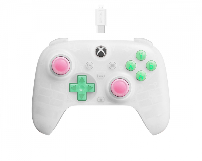 8Bitdo Ultimate Mini Wired Controller Xbox - Clear White Peliohjain