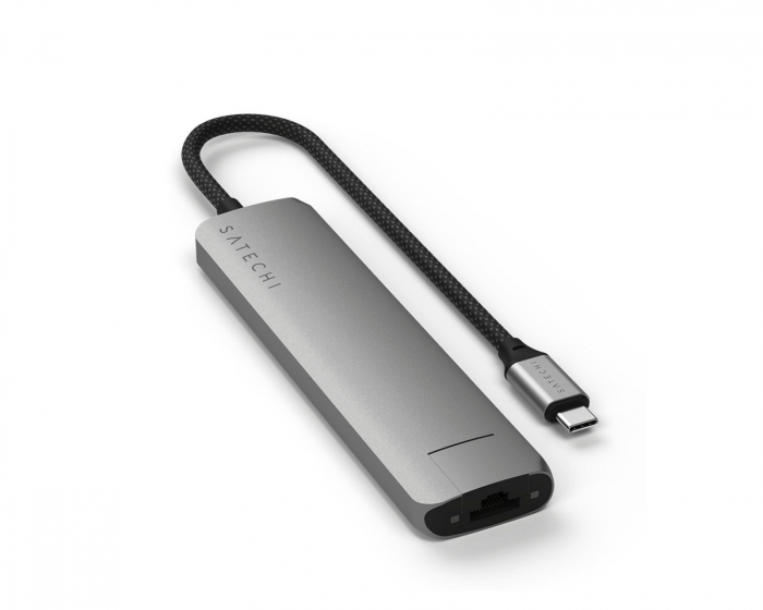 Satechi Satechi 7-i-1 USB-C Slim Multiport Adapter med Ethernet - Avaruusharmaa