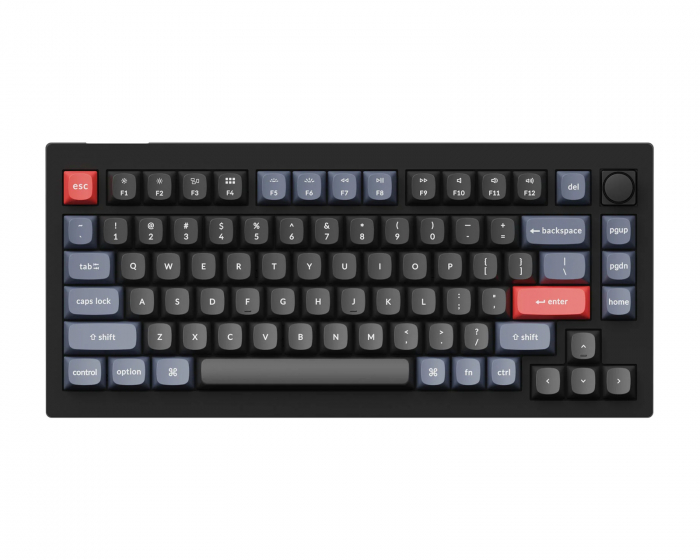 Keychron V1 75% Pelinäppäimistö Knob Version RGB Hotswap [K Pro Red] - Musta (DEMO)